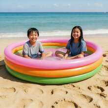 1 pieza Piscina inflable arcoíris, piscina de natación para el hogar, bañera, plástico grueso, parque acuático de piscina, piscina circular ultra ancha - Multicolor - Ver 3