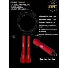 BSFIT® Cuerda de Saltar  comba profesional para Fitness y Boxeo  cuerda de saltar pvc, Entrenamientos de Velocidad y comba boxeo silicona  Duradero y Ligero con Alta Adaptabilidad. - MANGO PLÁSTICO ROJO - Ver 4