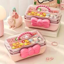1pc Fashionable Cosmetics Storage Box, Bow Tie Multi-Layer Storage Box, Handheld Desktop Storage Container, Made Of Sturdy Plastic. Make It An Ideal Storage Organizer For Jewelry, Hair Accessories, And Cosmetics - Multicolor - View 11