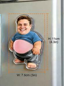 Custom Funny Face Acrylic Fridge Magnet, Personalized Photo Gift, Cute Decorative Fridge Magnet, Unique Custom Face Magnet, Acrylic Big Belly Fridge Magnet, Prank Funny Gift, Father's Day Gift, Birthday Gift, Gift For Friends, Dad, Boyfriend, 1pc/2pcs - Multicolor - View 5