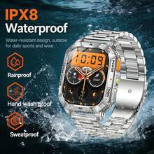 KENPANG 1400mAh 男士戶外運動智慧手錶,90天待機,內建紅/白LED手電筒,2.01吋全觸控HD螢幕,100+運動模式,全天健康追蹤,藍牙通話,防水,男士健身追蹤器,相容於iOS與Android - 查看 9