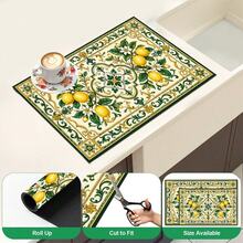 1pc Lemon Print Absorbent Drying Mat, Kitchen Decor Coffee Machine Mat, Laundry Room Accessory Handmade Coffee Pot Drip Tray, Kitchen Floor Mat, Table Mat, Kitchen Countertop Dish Drying Mat, Breakfast Mat, Heat Resistant Drip Tray With Non-Slip Backing, Diatomaceous Earth Drip Tray, Stain Hiding, Super Absorbent Kitchen Drip Tray, Easy To Clean Dish Rack Mat, Perfect For Kitchen, Dining Table, Coffee Shop, Bar, Holiday, Party, Home Decor, Holiday Gift - Multicolor - View 5