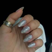 COSMI MILANO Made In Uk 8ml Gel Effect Nail Polish With Moisturizing And Nourishing Treatment For Nails, Professional Salon Glossy Finish, Harmless Formula, Long-Lasting And Quick-Drying Natural Transparent Gel The Colors Of Intense Summer And Travel Holidays. - ARGRNTO GLITTER 284 - 查看 2