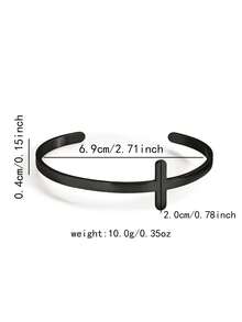 1pc Minimalist Fashion Stainless Steel Cross Bracelet, Suitable For Men's Daily, Holiday And Banquet Wear - Black - View 2