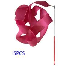 Rhythmic Gymnastics Ribbons, Dance Streamers, Dance Performance Silk Ribbons, Glittering Dance Satin Ribbons With Rotating Baton - Multicolor - View 34