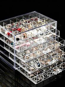 1pc Jewelry Storage Box - 5 Tiers With 120 Compartments For Organizing Jewelry And Accessories. The Drawer-Style Design Allows For Easy Access, Featuring A Transparent Minimalist Style. Jewelry Boxes, Organizing Boxes, Storage Boxes,Large-Capacity - Multicolor - View 2