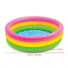 1 pieza Piscina inflable arcoíris, piscina de natación para el hogar, bañera, plástico grueso, parque acuático de piscina, piscina circular ultra ancha - Multicolor - Ver 11