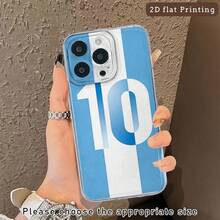 Funda para teléfono,fundas protector para celular antiimpacto compatible  11 12 13 14 15 16 rayas albiceleste número 10 ideal para fanáticos argentinos uso diario fundas para celular - transparente - Ver 8