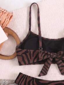 Spring/Summer New European & American Casual Zebra Print Beach Vacation Date Party Women's Bikini Set - Multicolor - View 5