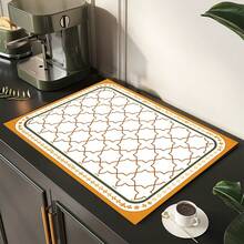 1pc Symmetrical Design Diatomaceous Earth Drying Mat, Non-Slip Heat-Resistant Absorbent Mat, Suitable For Kitchen Countertop, Coffee Machine, Tableware, Home Cafe Bar Party Decoration Placemat Gift - Multicolor - View 3
