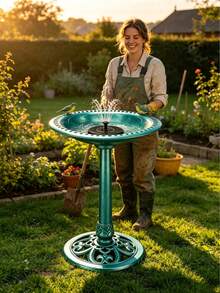 Bird Bath For Outside, Polyresin Pedestal Bird Baths With Solar Powered Pump For Outdoor, Garden, Weather-Resistant Birdbaths With 20" Bowl - Bronze - View 12