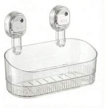 No-Drill Wall-Mounted Suction Cup Storage Rack, Transparent Drainage Design, Strong Load-Bearing, Suitable For Bathroom Toiletries, Skincare Products And Kitchen Seasoning Storage - Multicolor - View 2