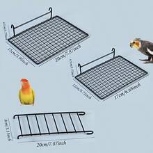 Stainless Steel Minimalist Bird Cage Perch Platform With Ladder, Hanging Parrot Play And Standing Platform, Multi-Functional Bird Climbing Frame And Feeding Platform, Bird Playground, Bird Training And Exercise Area, Small Hamster Cage Platform, Small Pet Play House, Multiple Models With Stainless Steel Material Durable And Resistant To Damage, Suitable For Parrots, Lovebirds And All Birds And Small Pet Cages - Black - View 8