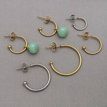 3pcs/Lot 19-28mm C-Shaped Stainless Steel Ear Hooks Earring Posts With Loop C Shape Ear Studs Earrings DIY Jewelry Making Accessories Supplies - Multicolor - View 2