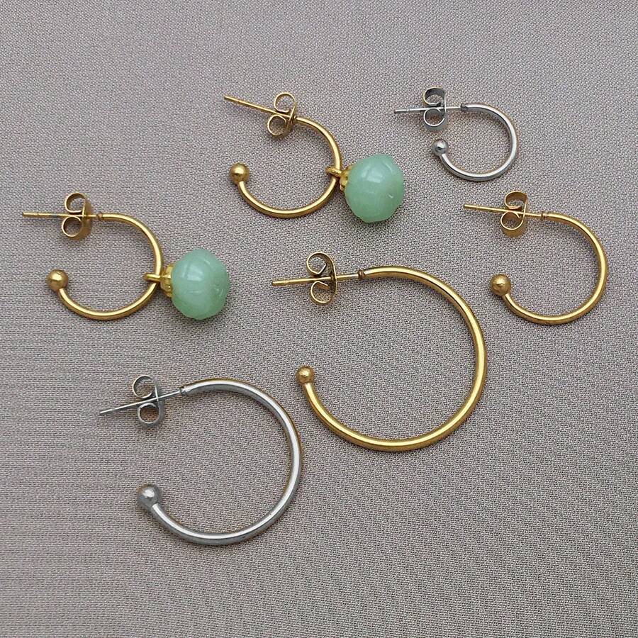3pcs/Lot 19-28mm C-Shaped Stainless Steel Ear Hooks Earring Posts With Loop C Shape Ear Studs Earrings DIY Jewelry Making Accessories Supplies