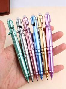 5pcs/6pcs Metal Mecha Retractable Erasable Gel Pens, Textured Bolt-Action Push-Pull Signature Pens, High-Aesthetic Office Student Signing Stationery Gift, Metal Painted Erasable Pens For Office Daily Writing Gift, Back To School Stationery Gift - Bolt - View 7