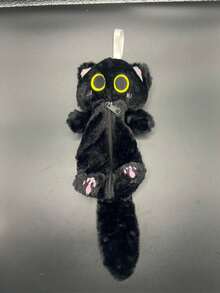 1pc Large Capacity Grey Cat Plush Pencil Case - Soft And Thick Polyester Zipper Pencil Pouch, Cute Cartoon Design, Perfect For School And Office Supplies Storage, Pencil Case, Small Bag, Learning Supplies, Office Supplies, Christmas, Halloween, Christmas Gift Stocking, Halloween Gift, Cute Learning Supplies - Multicolor - View 8