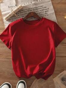 Proud Mom Of A Graduate T-Shirt - 100% Crew Neck Tee, 220G Heavyweight Comfortable Fabric, Casual Unisex Summer Shirt For Graduation Party, Perfect Gift For Proud Parents, Family Celebration - 紅色 - 查看 2