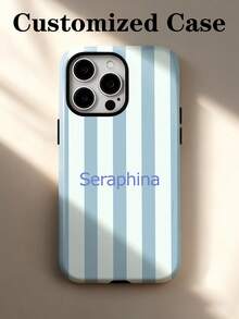 1個客製化極簡復古色塊條紋個性化簽名專屬姓名配色手機殼 2合1亮面薄膜全包覆硬殼保護套 適用於 iPhone 11/12/13/14/15/16 17 Pro Max - 彩色 - 查看 3