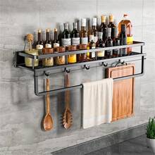 Estante de almacenamiento multifuncional con varilla para condimentos, estante de pared para condimentos, artículos de cocina, 1 unidad - 40 cm Gris - Ver 3