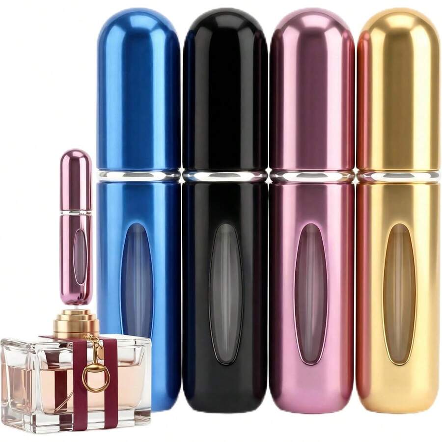 5ml Travel Perfume Bottle Refillable Atomizer Sprayer Perfume,Leakproof Perfume Atomizer Travel, Portable Refillable Perfume Bottles, (Blue, Black, Pink, Gold) - 藍色,粉紅色,金色,銀色 - 查看 1