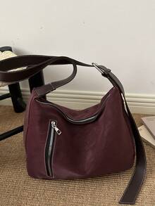 Large Tote Bag For Women, New Fashion Design Shoulder Bag, Textured Chic Style - Red - View 8