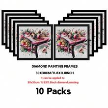 1 pièce Cadre de peinture de diamant magnétique, cadre de peinture de diamant sur canevas, cadre d'art de diamant doux auto-adhésif convenant pour les murs et les fenêtres - Noir - Voir 14