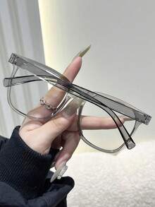 1pc Men's Casual Classic Square Glasses, Solid Color Lightweight, Pressure-Free, Clear Lenses, Suitable For Work, Computer Use, Reading - Multicolor - View 4