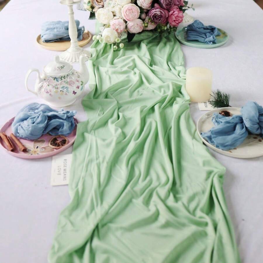 1件 桌旗 30*180cm/11.8*70.8inch 50*300cm/19.68*118.1inch 經典簡約時尚設計 適合戶外後院野餐 節日自助餐 公司開幕招待會 精品咖啡廳桌飾 - 鼠尾草綠 - 查看 1