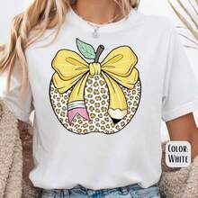 Preschool T-Shirts, Summer T-Shirts For Women, Graphic Print T-Shirts For Women, Casual Short Sleeve Crew Neck T-Shirt, 1 Fashion T-Shirt, 180g, 100% Cotton. - 學前教師襯衫003 - 查看 1