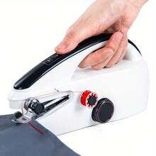 Juego de 14 piezas/44 piezas/55 piezas Máquina de coser a mano, adecuada para principiantes, máquina de coser portátil mini con costura rápida de doble velocidad, dispositivo de costura portátil para el hogar, viajes, manualidades DIY, (Nota: Solo adecuada para telas finas/colores de accesorios aleatorios) - Blanco - Ver 1