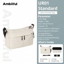 Ambitful UR01 可拆卸內層相機斜背包,多口袋尼龍肩背包,適用於單反無反相機鏡頭,日常旅行戶外攝影 - 查看 17