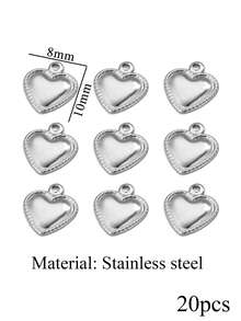 20pcs Stainless Steel 18K Gold Plated Pendants: Red Heart Shaped Pendant, Earrings, Bracelet And Necklace - DIY Jewelry Making Supplies - Pendants - View 10