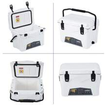21-26 L Premium Kühlbox Tragbar - 5 Tage Kühlleistung Robuste Isolierbox mit Flaschenöffner & Ablassventil - Perfekt für Camping, Angeln & BBQ - 21 l Weiß - Übersicht 5