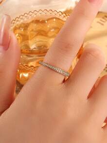rakol 1pc Fashion Minimalist Square Round Geometric Open Ring For Women, Daily Wear, Stackable - Round - View 5