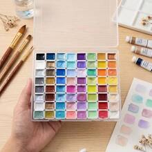Professional 36/48/64 Colors Portable Solid Watercolor Paint Set With Transparent Palette Box For Painting, Calligraphy, DIY Crafts & Model Coloring - Perfect For Artists & Art Students - B - View 6