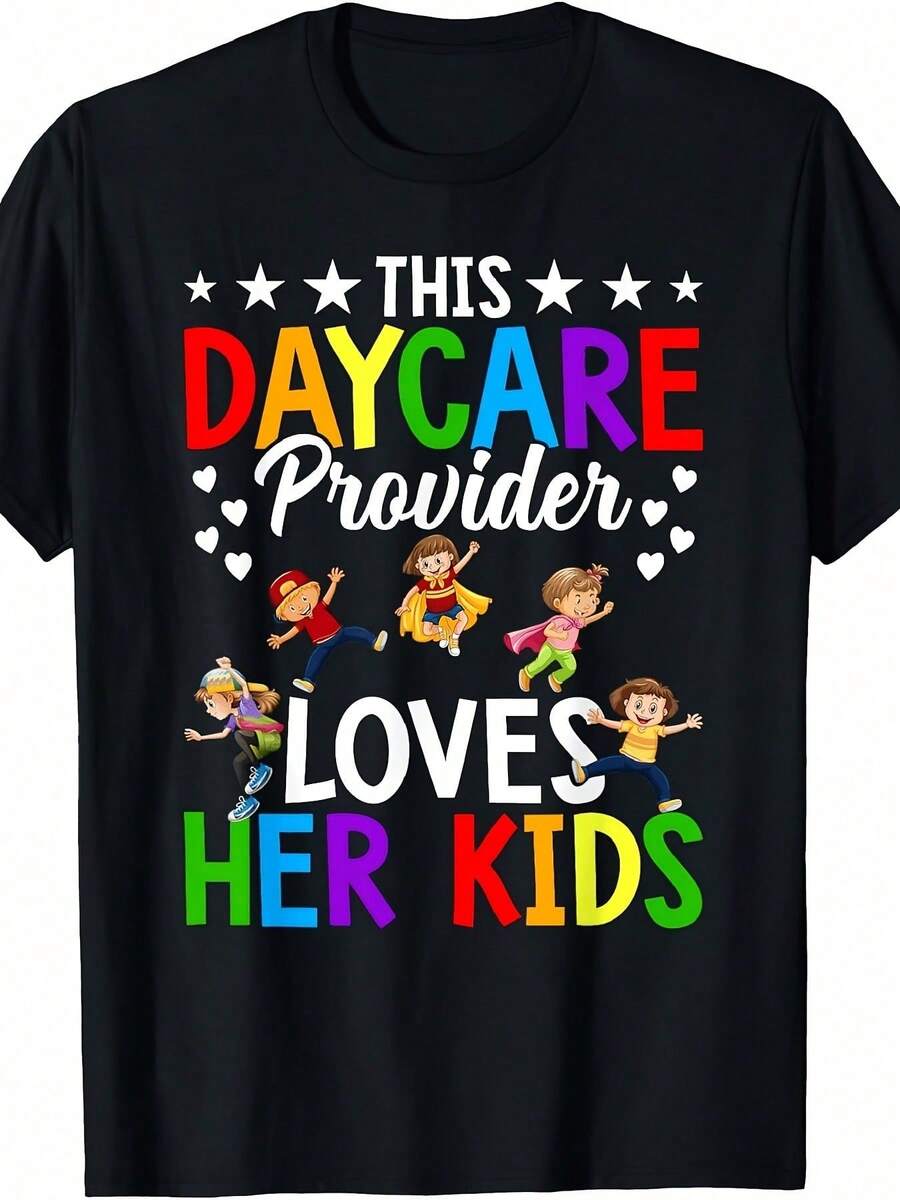 Camiseta para Mujer: La Guardiana de Guardería Ama a sus Niños - Negro - Ver 1