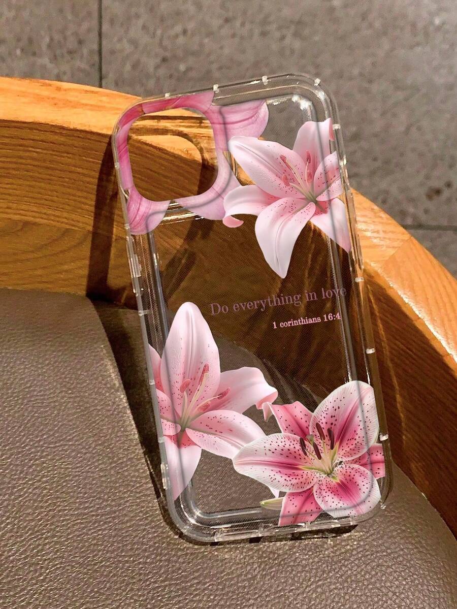 1 Stylish Phone Case (Does Not Include Lanyard Or Stand) Pink Fashion Phone Case Lily Flower Pattern Printed Phone Case, Do It All In Love Bible Verse Aesthetic Protective Cover Compatible With 11/17/17pro/13/14/15/15pro/15 Plus/15 Promax/16/16pro/16plus/16promax/7plus/8plus/X/Xs/Xr/17Air/12pro/13pro/14pro/17Promax/13mini/11promax/12promax/13promax/14promax/14plus/6/6s/6plus//8/SE/17proMax, Shockproof Waterproof Scratch Resistant Spring Gift - 多色 2 - 查看 1