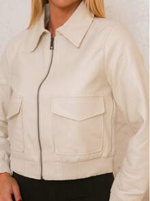 Women's Jacket Look Suede | Faux Leather Style | Lightweight And Stylish - Coral Pink - View 3