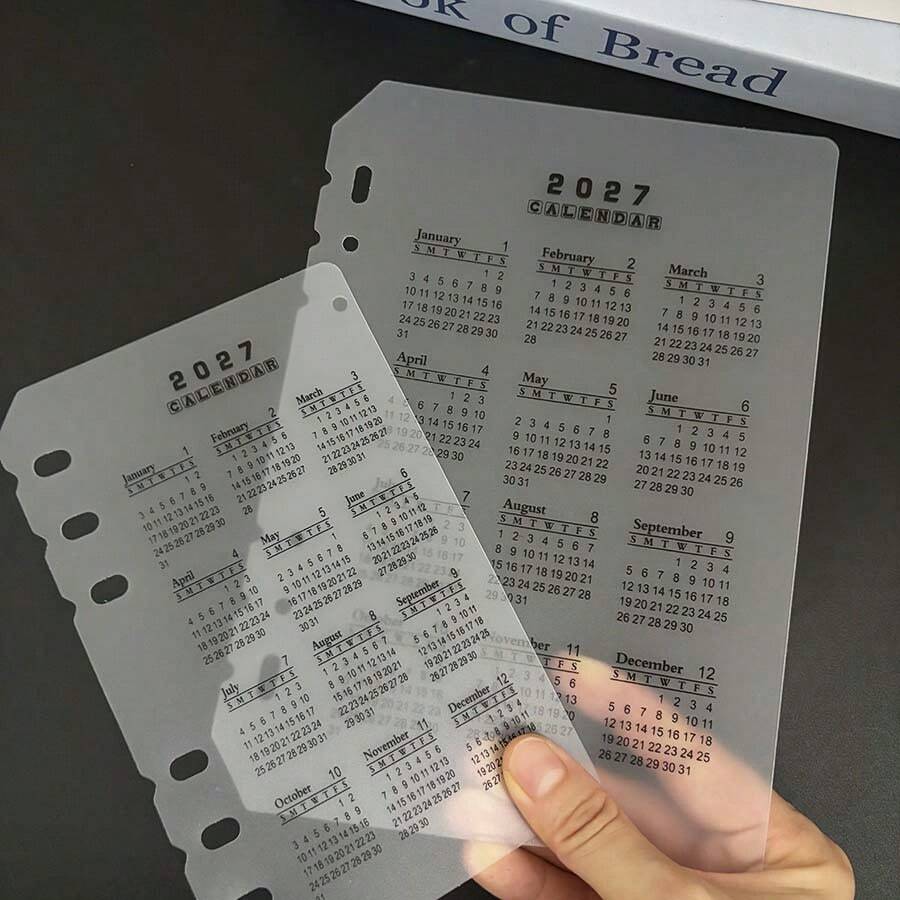 2027 A5/A6 Loose Leaf 6 Holes Calendar Separator Page, Durable Transparent PP Frosted Material For Planner Time Management,Back To School Season - Multicolor - View 1