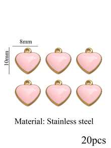 20pcs Stainless Steel 18K Gold Plated Pendants: Red Heart Shaped Pendant, Earrings, Bracelet And Necklace - DIY Jewelry Making Supplies - Pendants - View 12