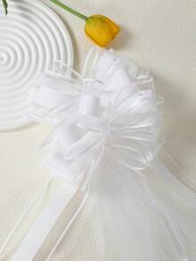 5pcs White Decorative Bows, Wedding Chair Sashes, Organza Ribbon Bows, Wedding Aisle Chair Decor, Ribbon Bows, 2026 Wedding Party Decor Supplies, Anniversary Indoor Outdoor Decor, Wedding Banquet Decor, Home Decor, Wedding Supplies, Wedding Decor, Baby Shower Decor, Birthday Party Decor, Wedding Party Tulle, Chair Sashes Ribbon Bows, Party Favors, Wedding Car Decor, Wedding Church Decor - White - View 9