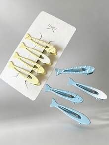 8pcs/1 pieza Pinzas para el cabello con forma de pez, dulces y lindas, perfectas para recoger el flequillo o mechones sueltos hacia un lado - Multicolor - Ver 4