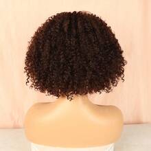 Afro Curly Hair Wig With Hairband, Women's Breathable Wig Design, LINDEZA+WIG CAP 4#/MEDIUM BROWN - 4# - 查看 4