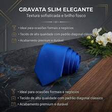 Gravata de sarja fosca, uma gravata versátil adequada para o trabalho, entrevistas e casamentos. - Azul Royal - Visão 2