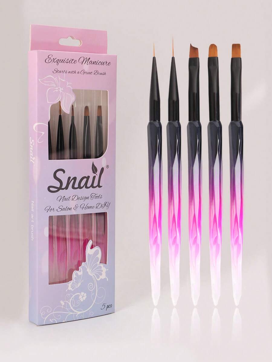 Gradient Diamond Twist Nail Art Brush Set With Exquisite Color Box Packaging, Multiple Color Handle Options, 3pcs / 5pcs Dual Specifications, Nylon Bristle Painting Light Therapy Nail Art Tool - Multicolor - View 1