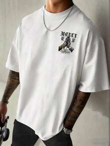 Zrgoth Men's Casual And Versatile Short Sleeve T-Shirt With Simple Money  Print - 白色 - 查看 2