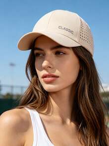 1pc CLASSIC Embroidered Quick-Dry Baseball Cap Summer Perforated Hollow Breathable Baseball Cap Outdoor Running Sun Protection Hat - Embroidery CLASSIC - View 3