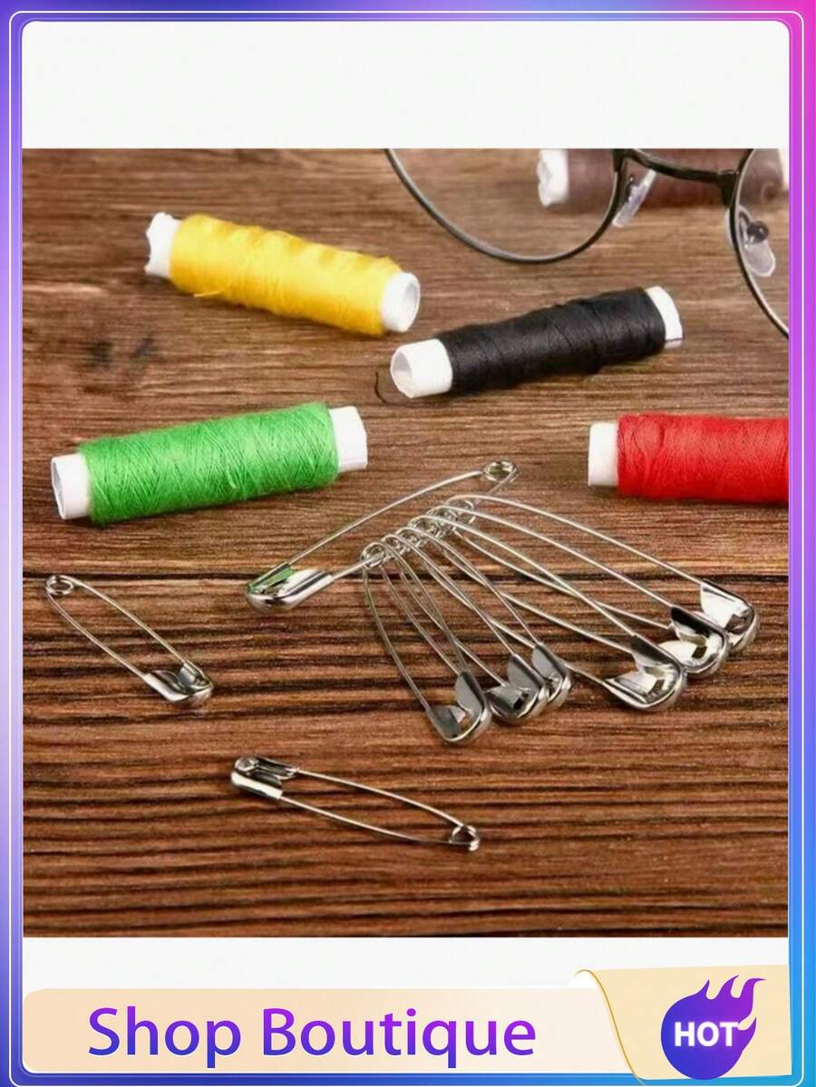 Alfinetes de Segurança Cinza Prateado, Adequados para Artesanato, Costura, Tricô, Arte, Bordado, Roupas, Saias e Materiais de Alta Qualidade. Durável, Fácil de Usar e Versátil. - Especificações múltiplas - Visão 1