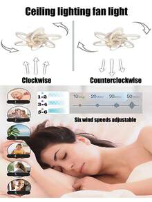Flush Mount Ceiling Fan With LED Light, 3 Color Dimmable Low Profile Fan Ceiling Lamp, Quiet Adjustable Speed Non-Glaring Light For Bedroom, Living Room, Study - one-size - View 8